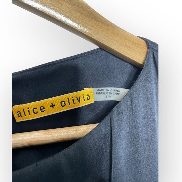 Alice + Olivia Boat Neck Mini Open Back Dress in Black - Picture 3 of 6